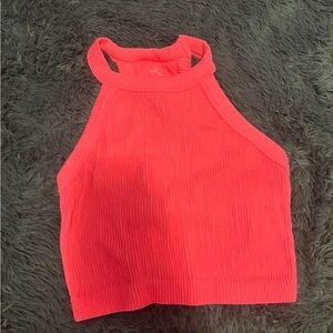 Vibrant Coral Halter Neck Women's Top